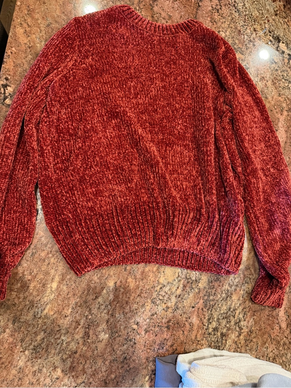 Cozy Women's Red Chenille Crewneck Sweater